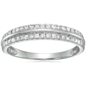 1/3 cttw Double Row Diamond Wedding Bands in 14K White Gold