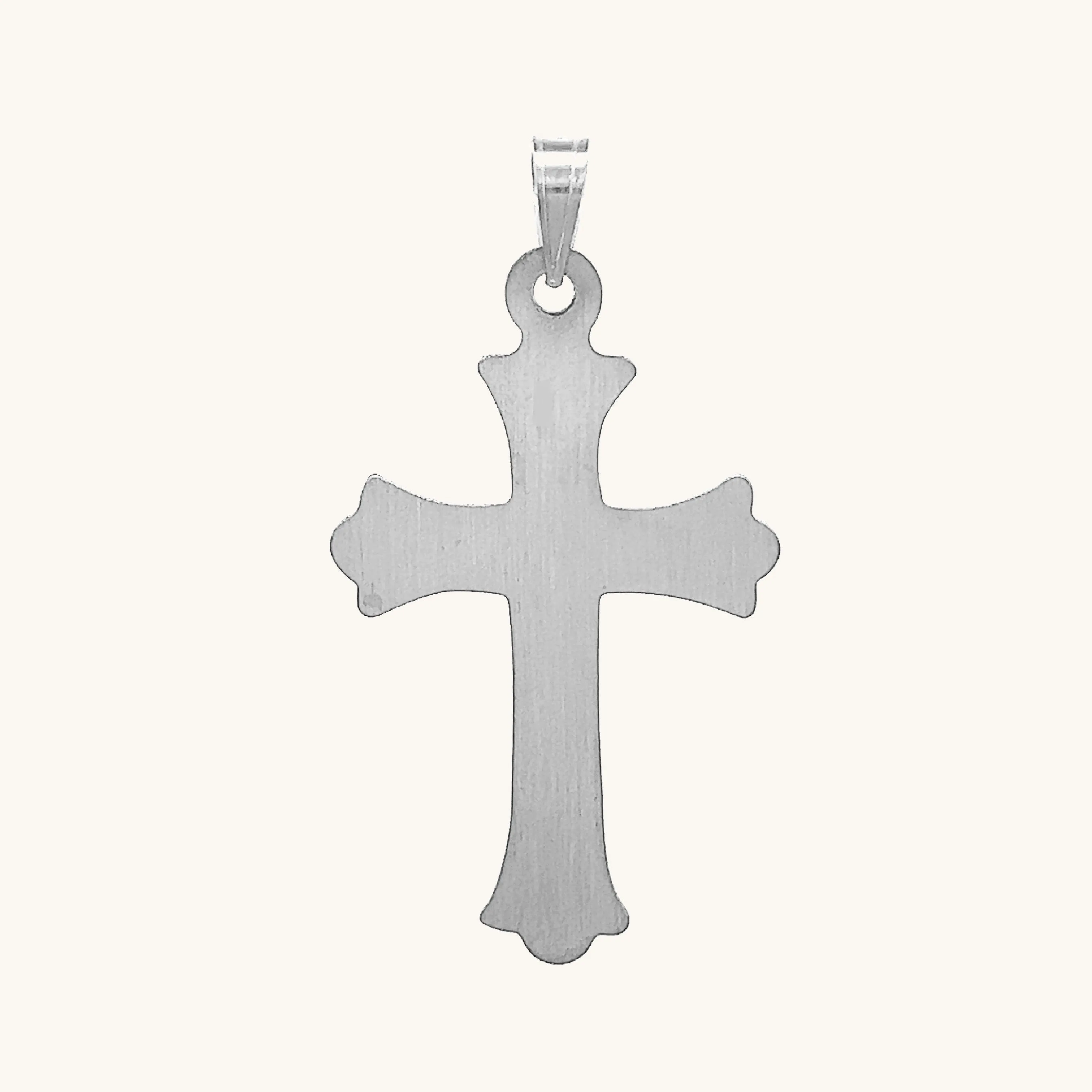 14K GOLD FLORENTINE .05CT DIAMOND CROSS PENDANT