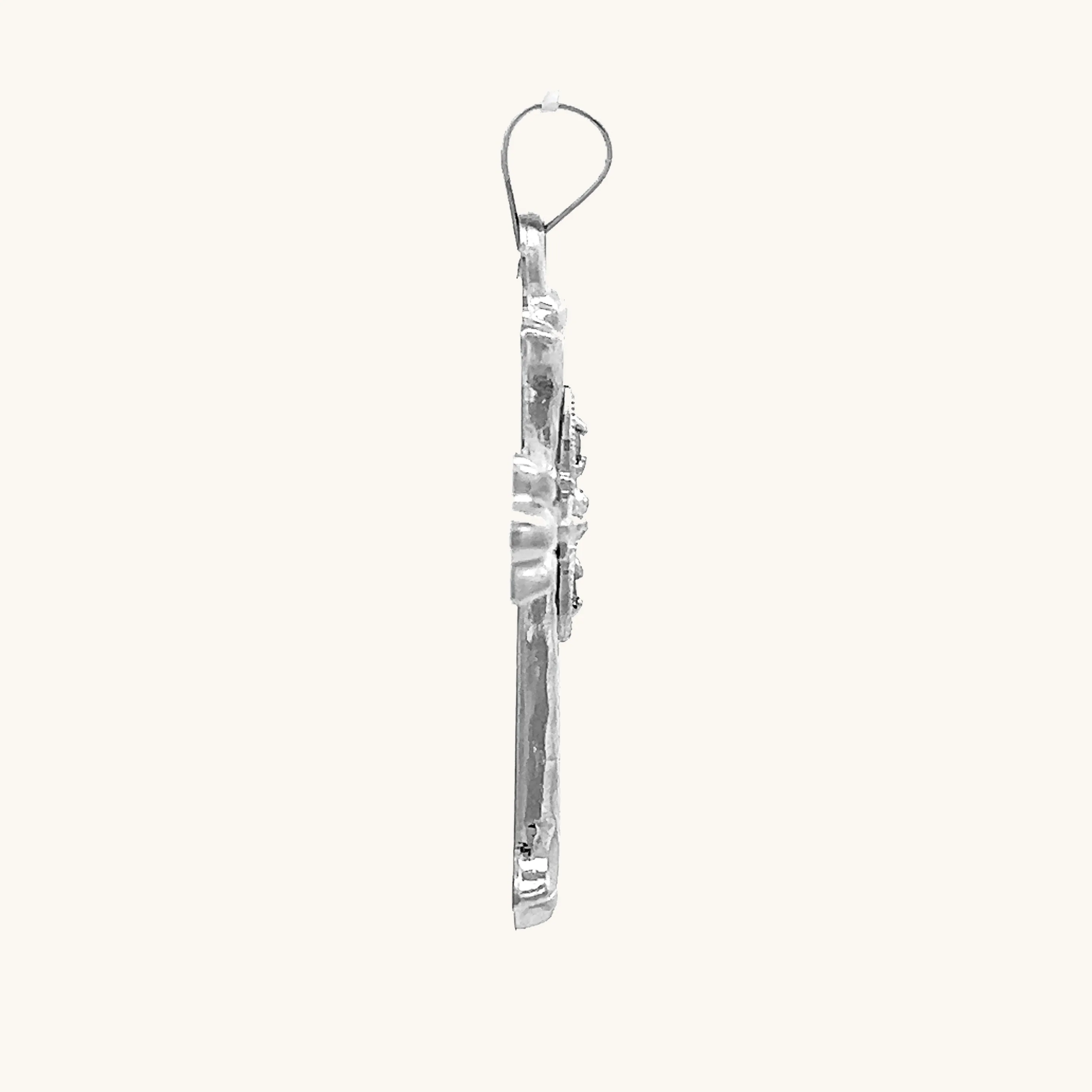 14K GOLD FLORENTINE .05CT DIAMOND CROSS PENDANT