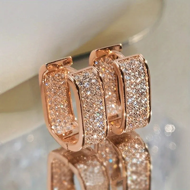 14K Gold Hoop Earring 925 sterling silver Zircon Jewelry Party Wedding Earrings for Women Men Promise Birthday Jewelry