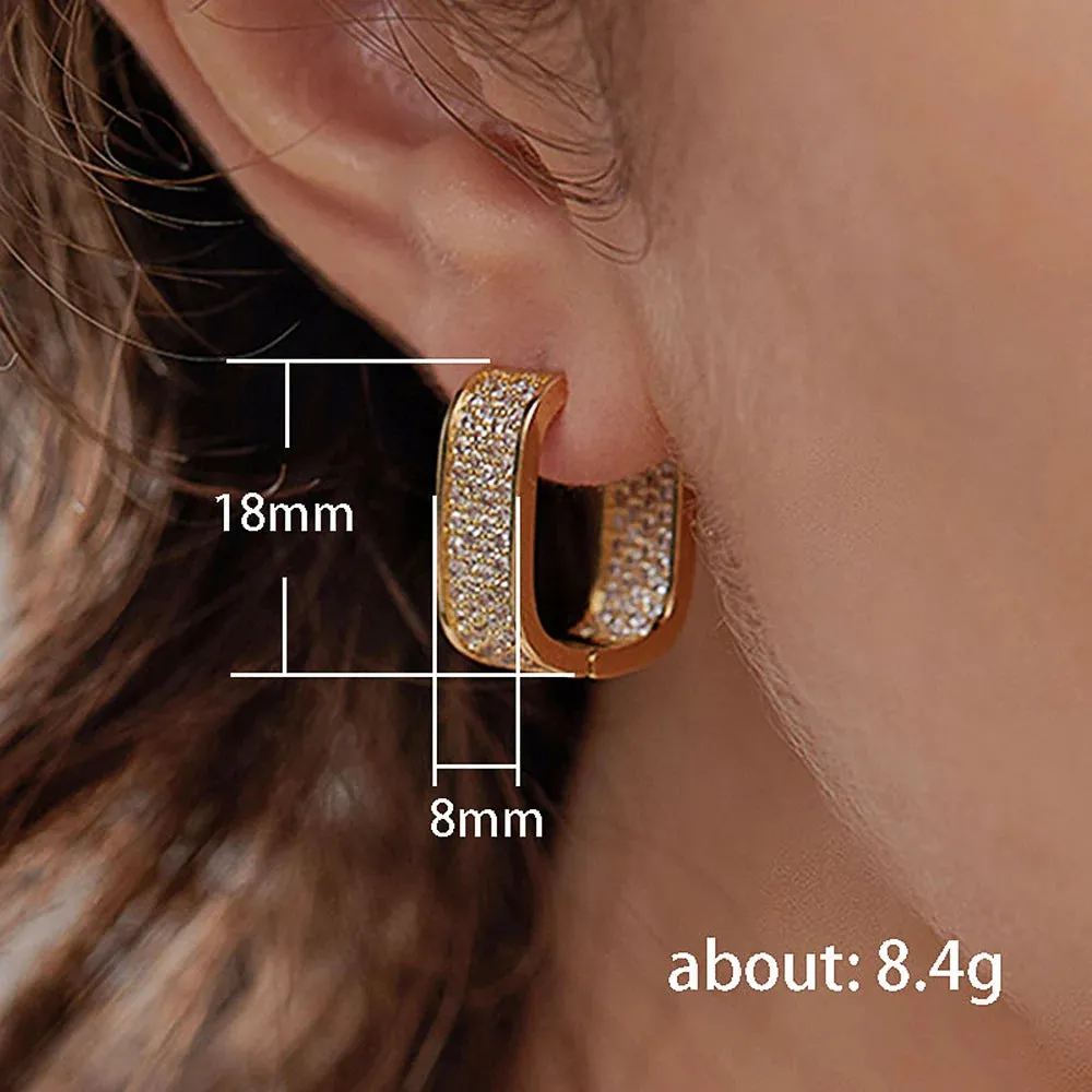 14K Gold Hoop Earring 925 sterling silver Zircon Jewelry Party Wedding Earrings for Women Men Promise Birthday Jewelry
