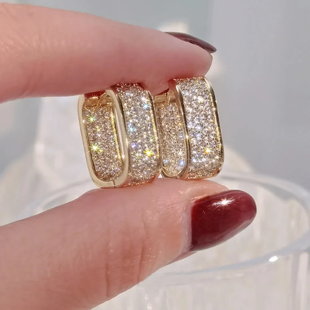 14K Gold Hoop Earring 925 sterling silver Zircon Jewelry Party Wedding Earrings for Women Men Promise Birthday Jewelry