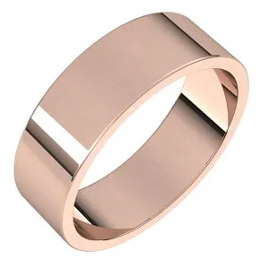 14K Rose 6 mm Flat Band Size 9