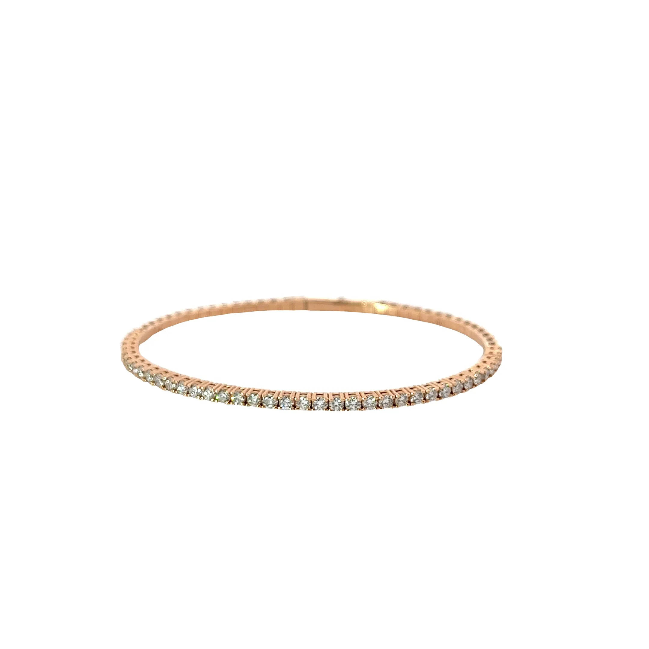 14k Rose Gold 1.56ct G VS2 Round Diamond Oval Shaped Bangle Bracelet
