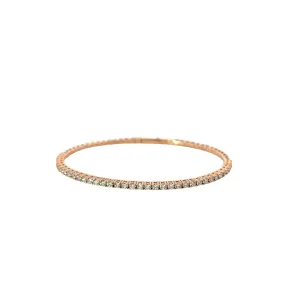 14k Rose Gold 1.56ct G VS2 Round Diamond Oval Shaped Bangle Bracelet