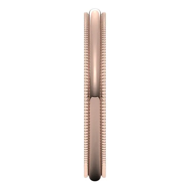 14K Rose Gold 2.5 mm Milgrain Half Round Wedding Band