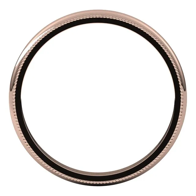 14K Rose Gold 2.5 mm Milgrain Half Round Wedding Band