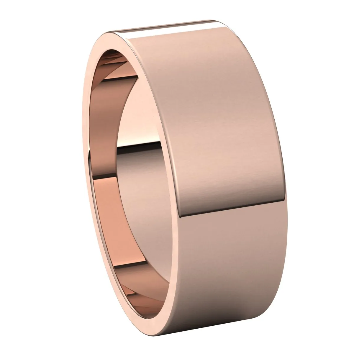 14K Rose Gold 7 mm flat Wedding Band