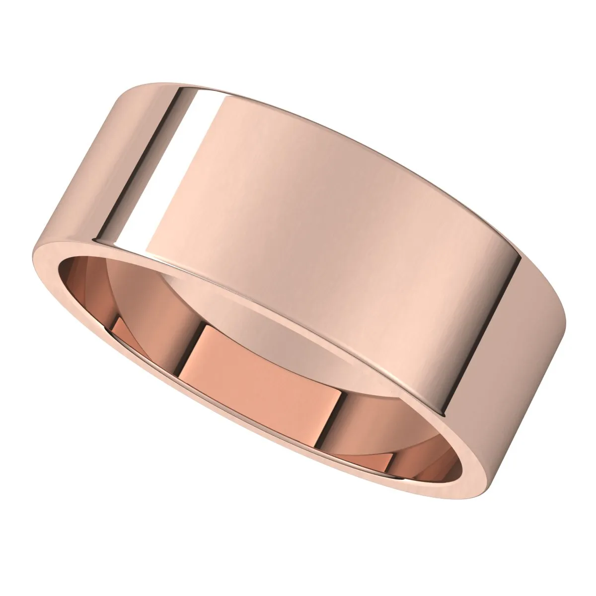 14K Rose Gold 7 mm flat Wedding Band