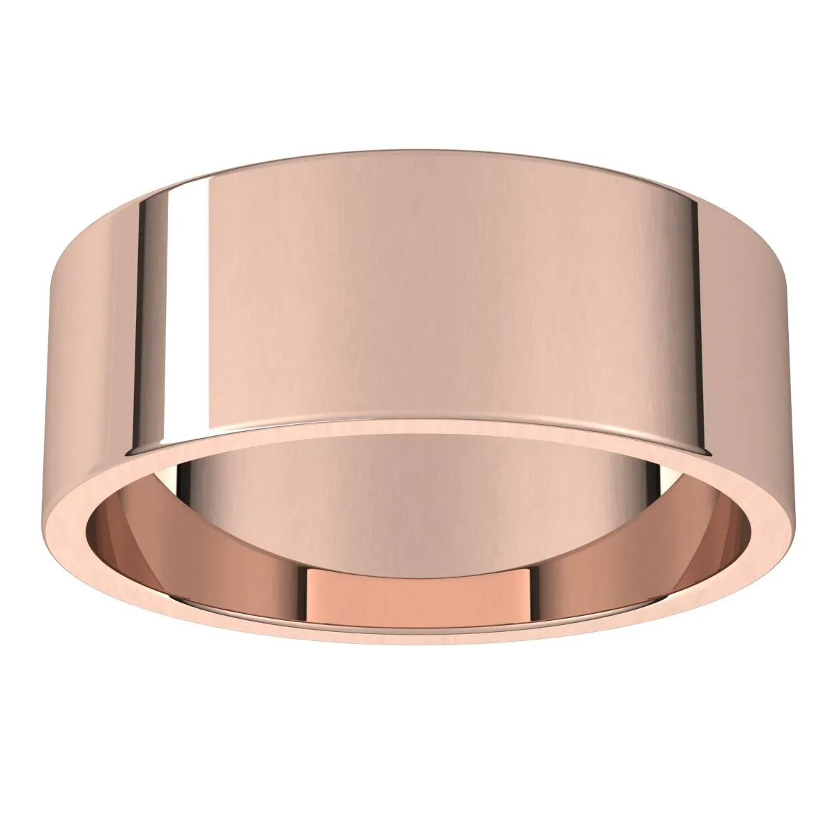 14K Rose Gold 7 mm flat Wedding Band