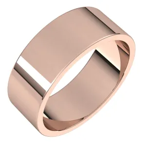 14K Rose Gold 7 mm flat Wedding Band