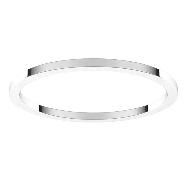 14K White Gold 1 mm Standard Weight Flat Wedding Band