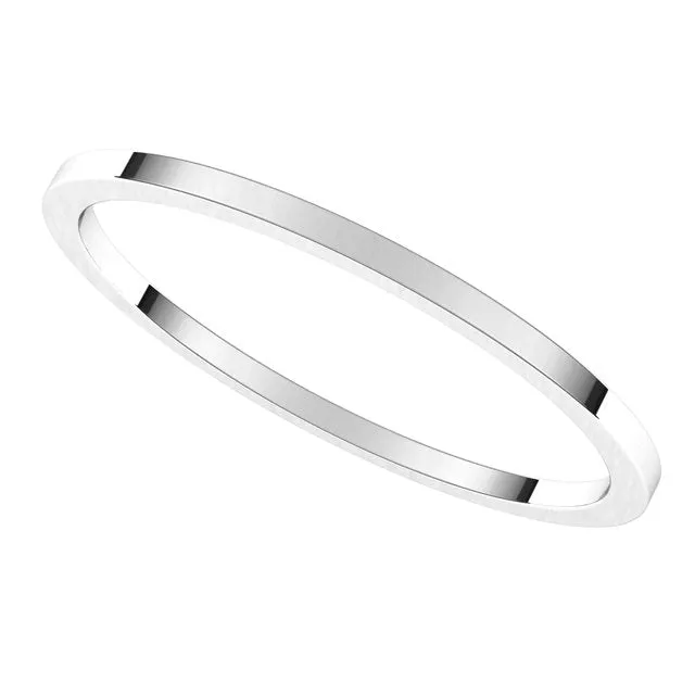 14K White Gold 1 mm Standard Weight Flat Wedding Band