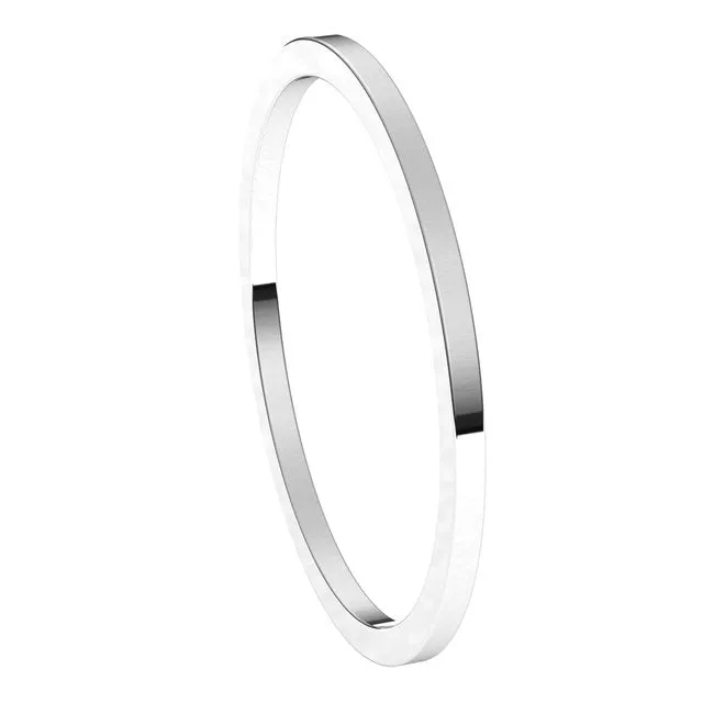 14K White Gold 1 mm Standard Weight Flat Wedding Band