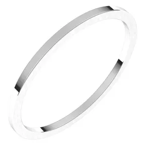 14K White Gold 1 mm Standard Weight Flat Wedding Band