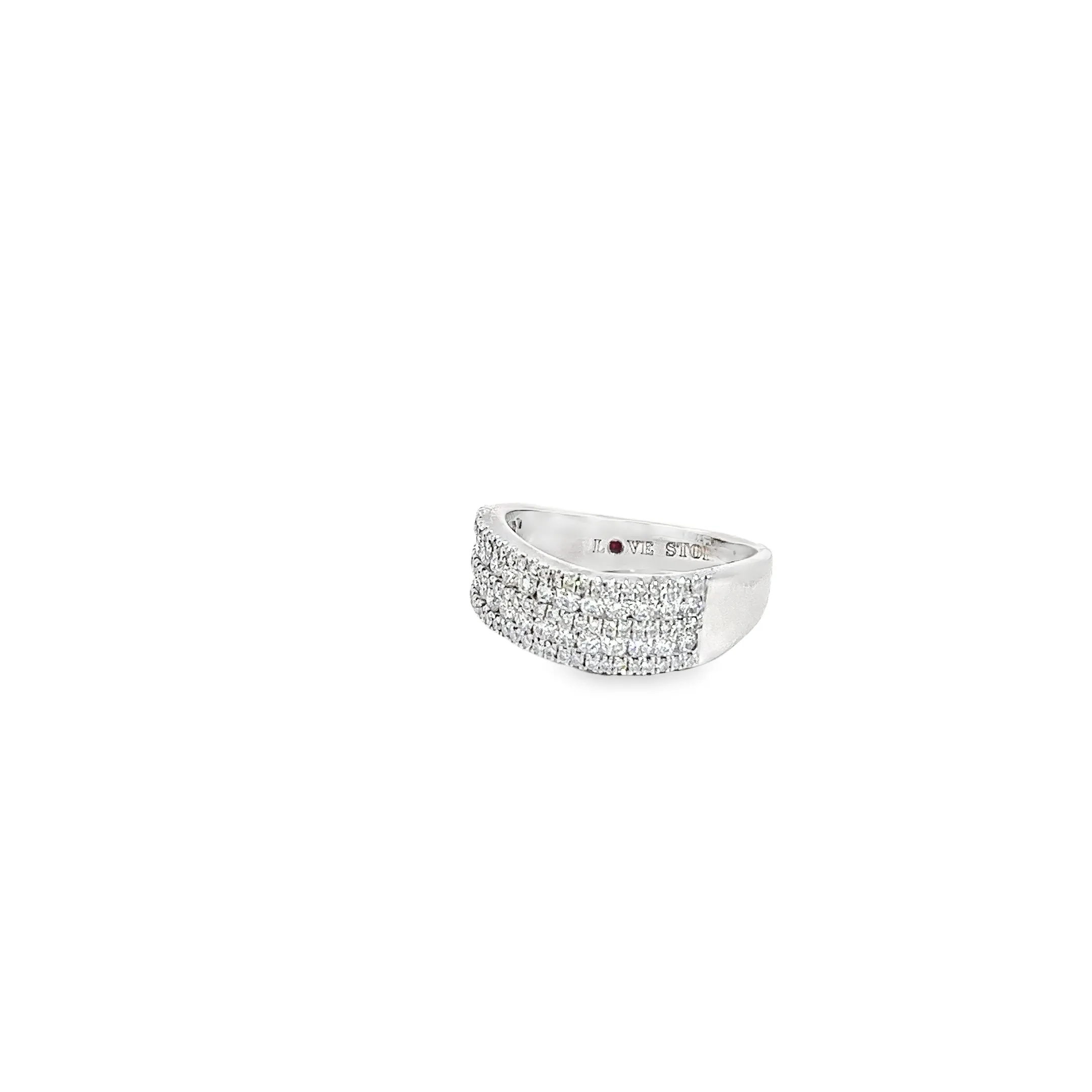 14k white gold 1.00ct G SI1 Round Diamond Curved Love story Ring