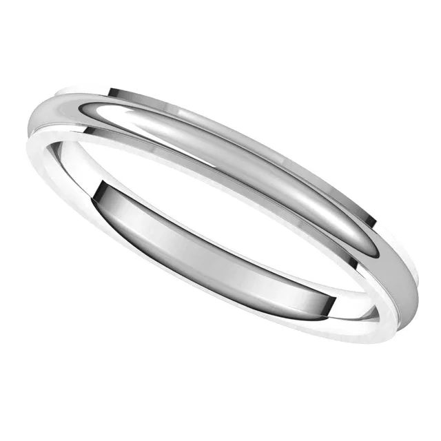 14K White Gold 2.5 mm Half Round Edge Comfort Fit Wedding Band