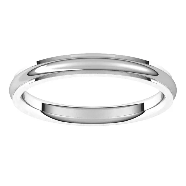 14K White Gold 2.5 mm Half Round Edge Comfort Fit Wedding Band