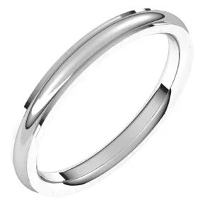14K White Gold 2.5 mm Half Round Edge Comfort Fit Wedding Band