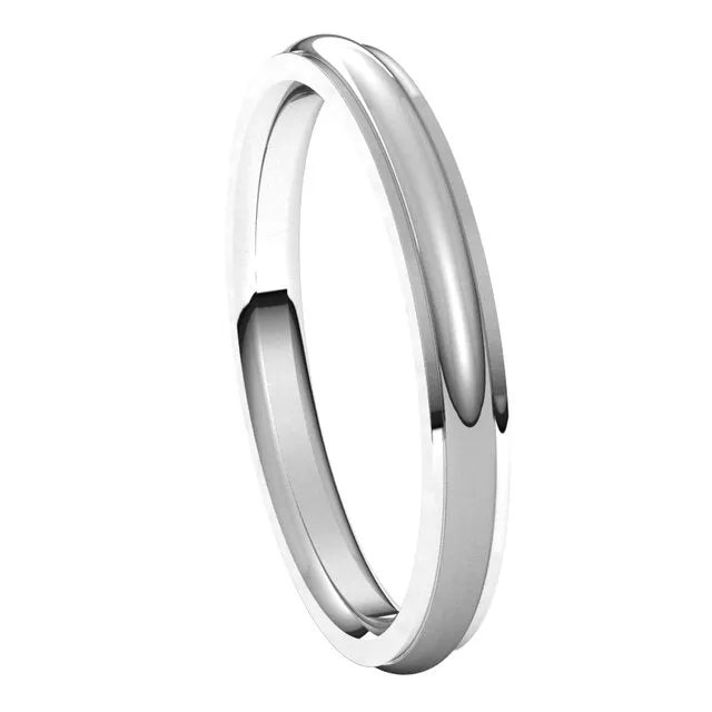14K White Gold 2.5 mm Half Round Edge Comfort Fit Wedding Band