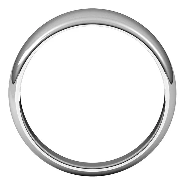 14K White Gold 8 mm Half Round Tapered Wedding Band