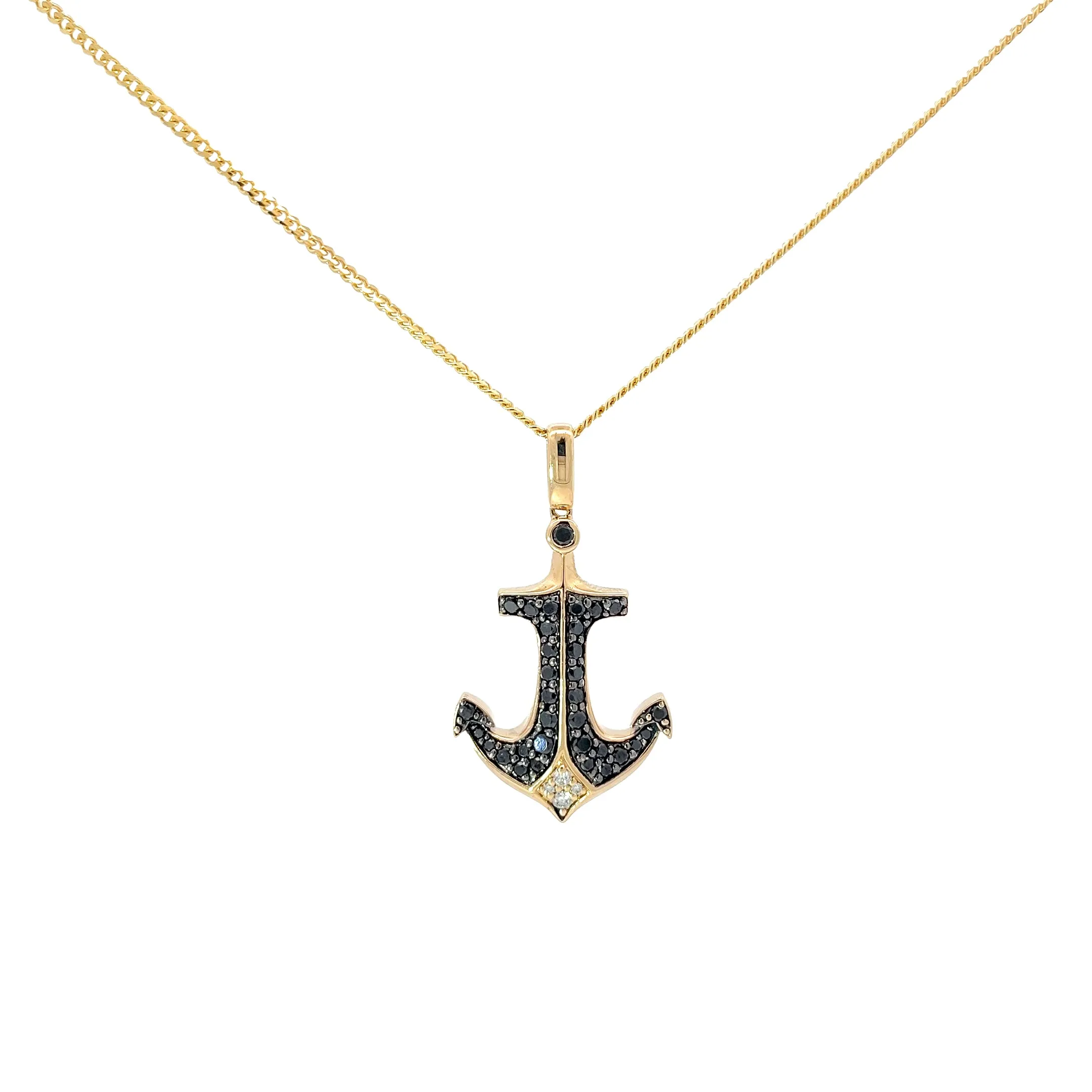 14K YELLOW GOLD 1CT BLACK AND WHITE ROUND DIAMOND PENDANT WITH MICO CUBAN 16" YELLOW GOLD CHAINCHAIN