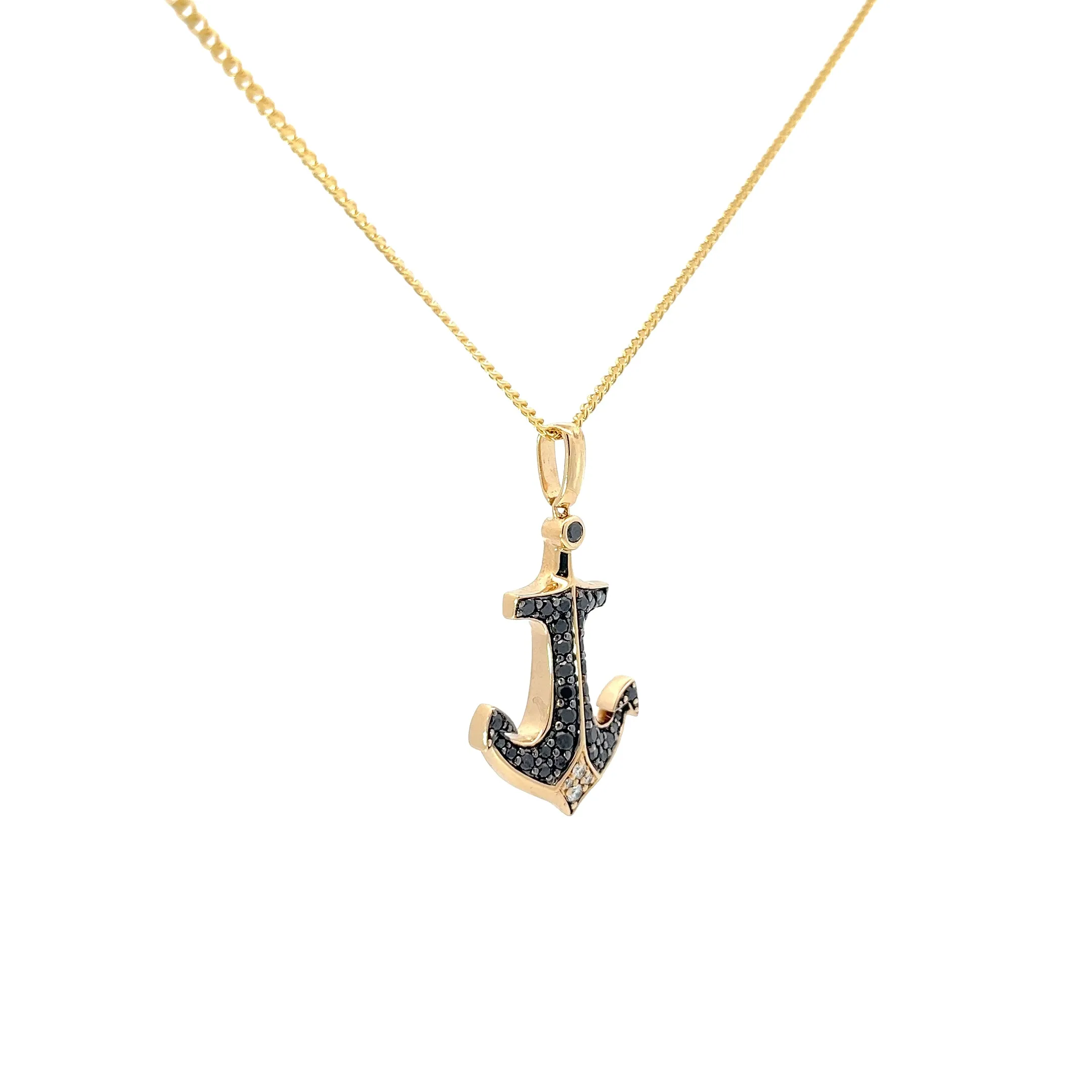 14K YELLOW GOLD 1CT BLACK AND WHITE ROUND DIAMOND PENDANT WITH MICO CUBAN 16" YELLOW GOLD CHAINCHAIN