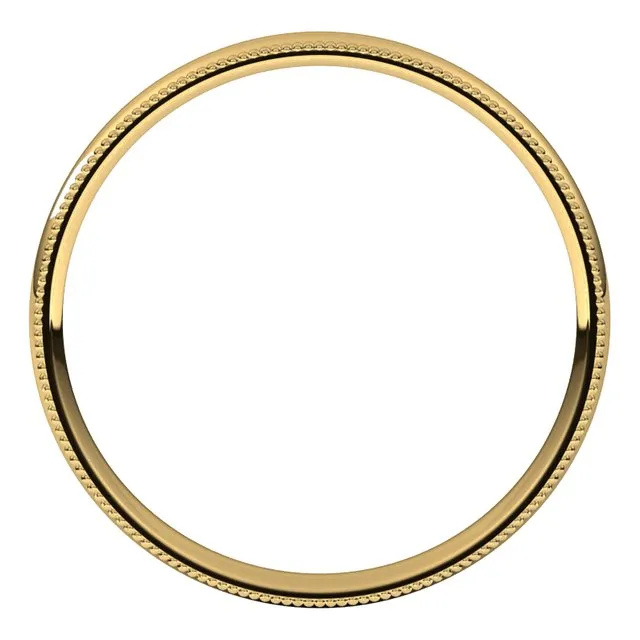 14K Yellow Gold 2.5 mm Milgrain Half Round Comfort Fit Light Wedding Band