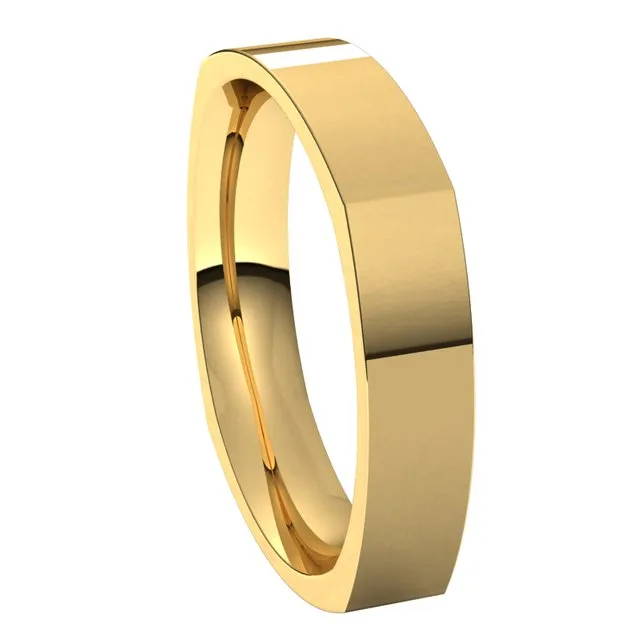 14K Yellow Gold 4 mm Square Comfort Fit Wedding Band