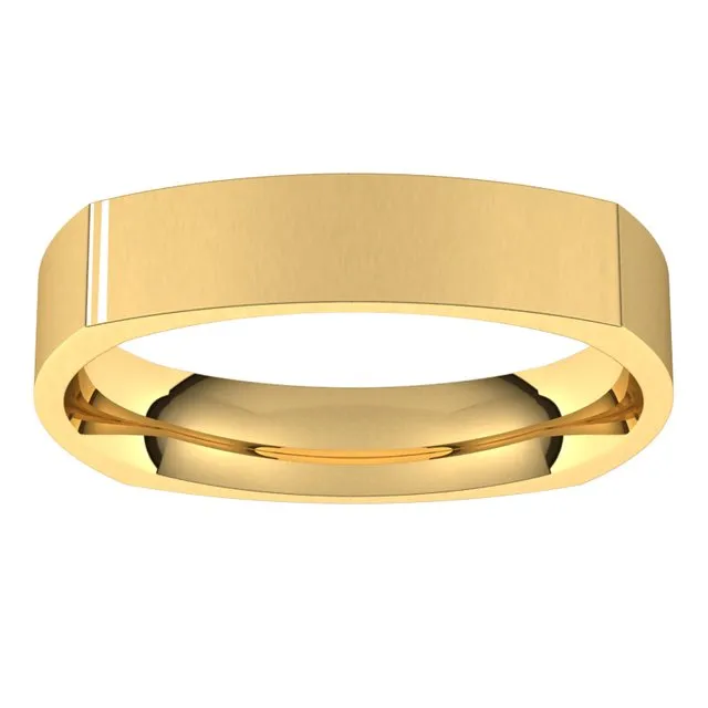14K Yellow Gold 4 mm Square Comfort Fit Wedding Band