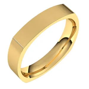 14K Yellow Gold 4 mm Square Comfort Fit Wedding Band