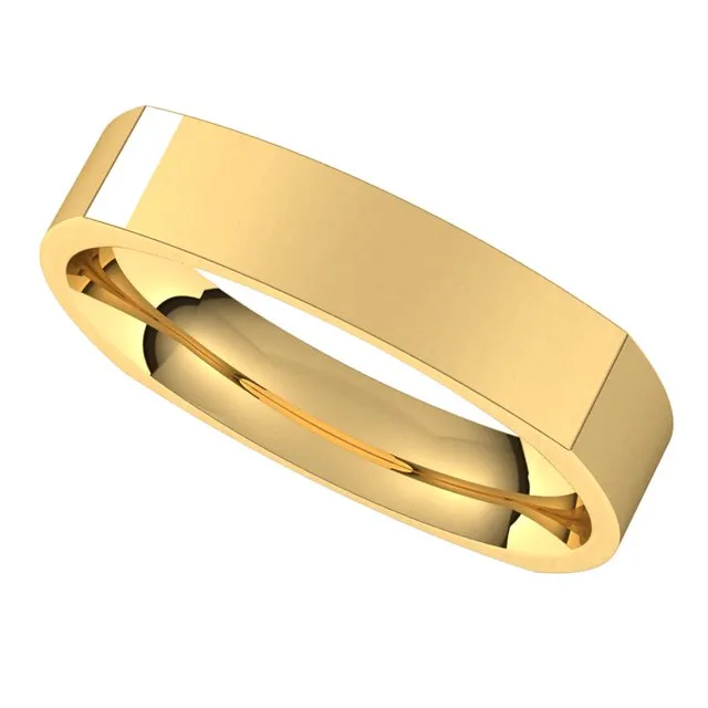 14K Yellow Gold 4 mm Square Comfort Fit Wedding Band