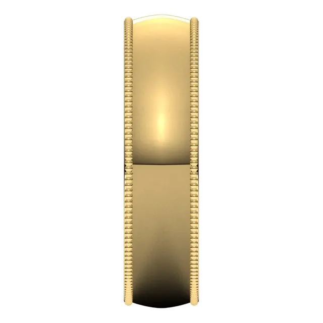 14K Yellow Gold 5 mm Milgrain Half Round Comfort Fit Light Wedding Band