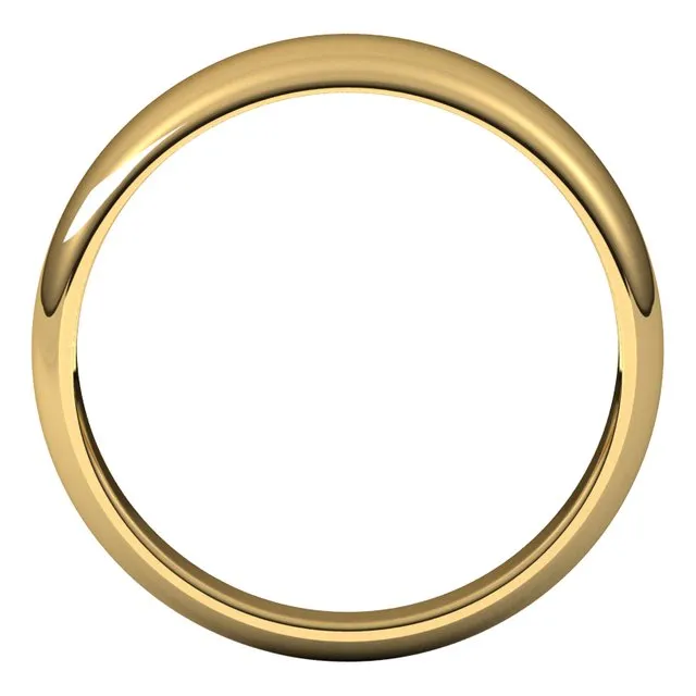 14K Yellow Gold 6 mm Half Round Tapered Wedding Band