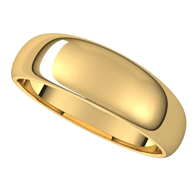 14K Yellow Gold 6 mm Half Round Tapered Wedding Band