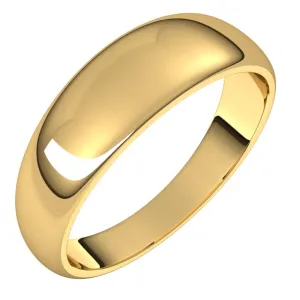 14K Yellow Gold 6 mm Half Round Tapered Wedding Band
