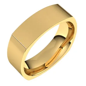 14K Yellow Gold 6 mm Square Comfort Fit Wedding Band