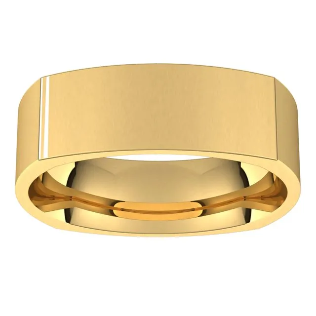 14K Yellow Gold 6 mm Square Comfort Fit Wedding Band