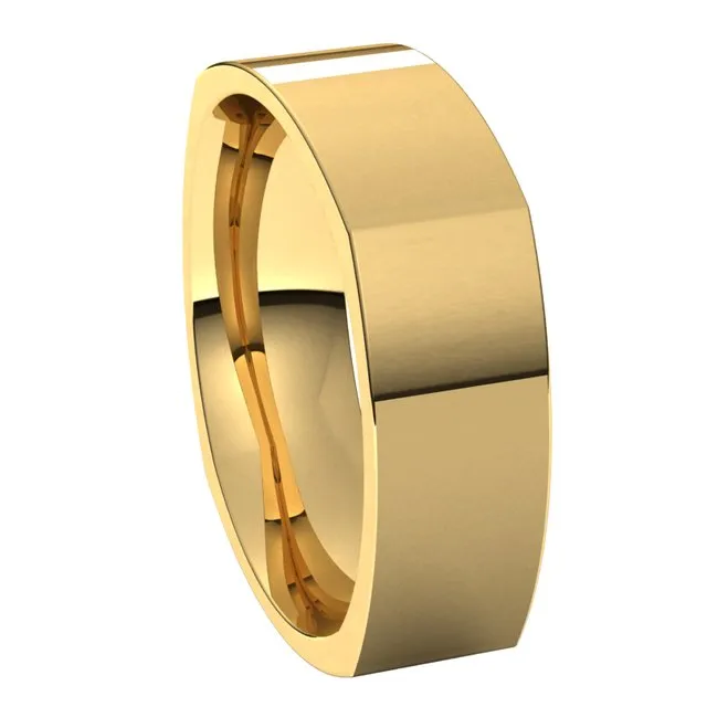 14K Yellow Gold 6 mm Square Comfort Fit Wedding Band