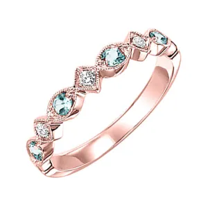 14KT Pink Gold & Diamond Classic Book Stackable Fashion Ring  - 1/10 ctw