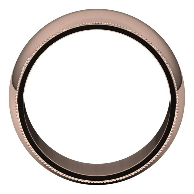 18K Rose Gold 10 mm Milgrain Half Round Wedding Band