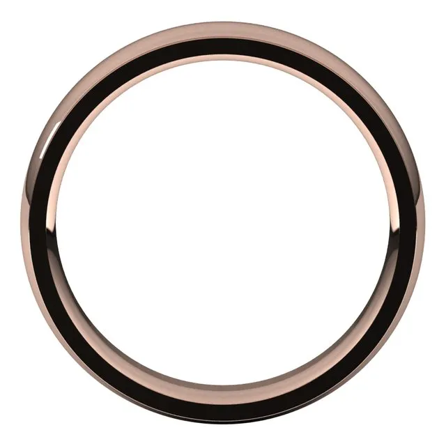 18K Rose Gold 5 mm Half Round Edge Comfort Fit Wedding Band