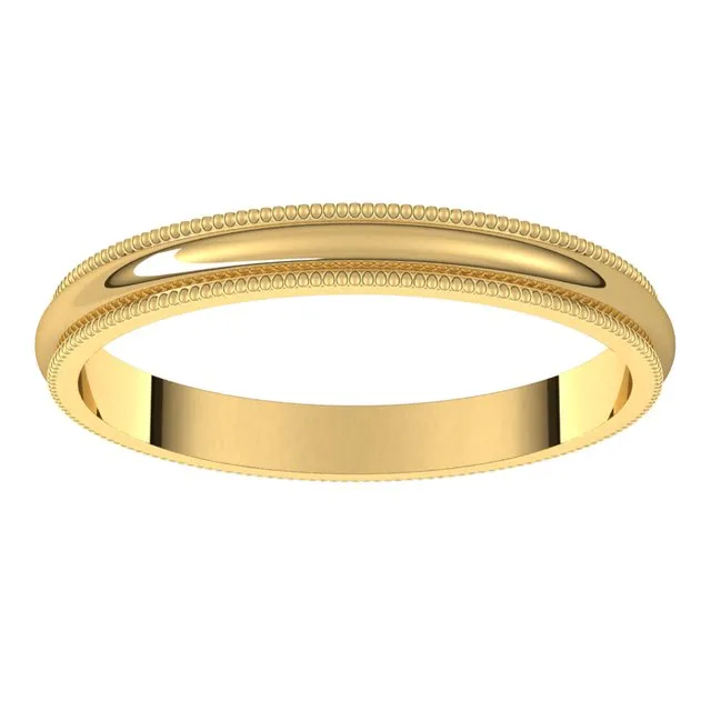 18K Yellow Gold 2.5 mm Milgrain Half Round Wedding Band