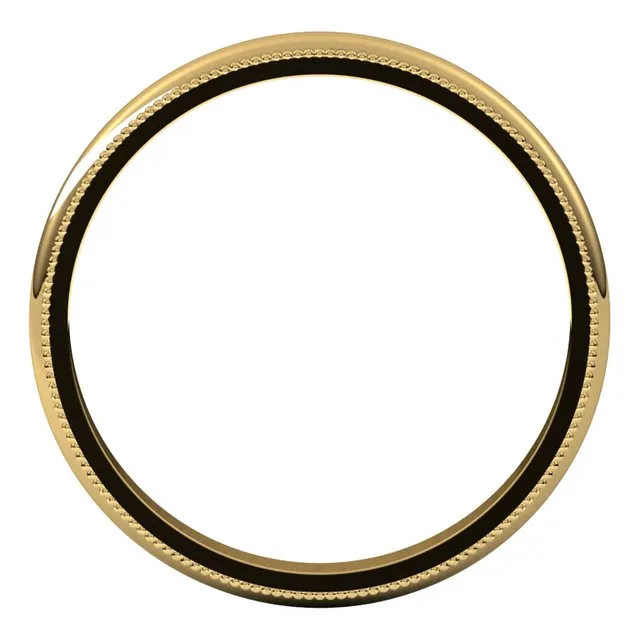 18K Yellow Gold 2.5 mm Milgrain Half Round Wedding Band