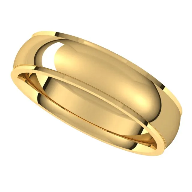18K Yellow Gold 5 mm Half Round Edge Comfort Fit Wedding Band
