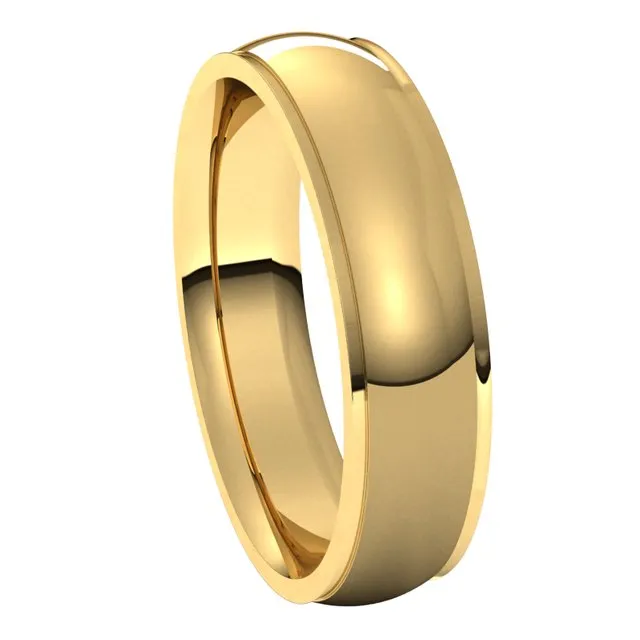 18K Yellow Gold 5 mm Half Round Edge Comfort Fit Wedding Band