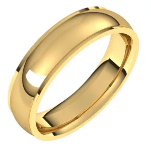 18K Yellow Gold 5 mm Half Round Edge Comfort Fit Wedding Band