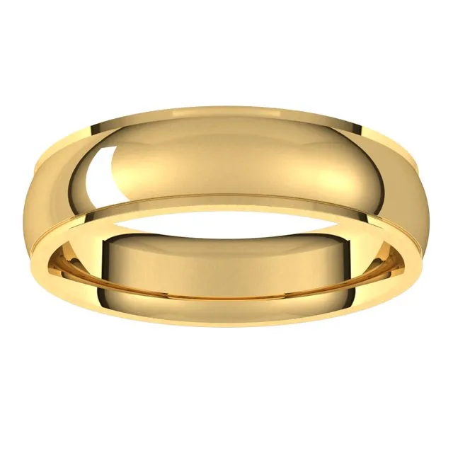 18K Yellow Gold 5 mm Half Round Edge Comfort Fit Wedding Band