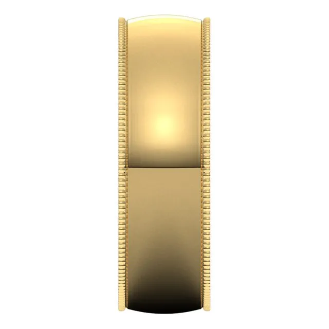 18K Yellow Gold 6 mm Milgrain Half Round Comfort Fit Light Wedding Band