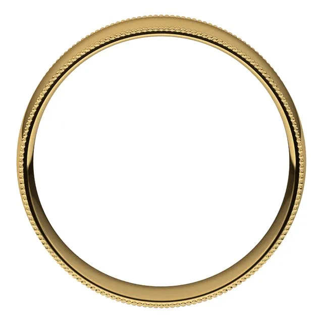 18K Yellow Gold 6 mm Milgrain Half Round Comfort Fit Light Wedding Band